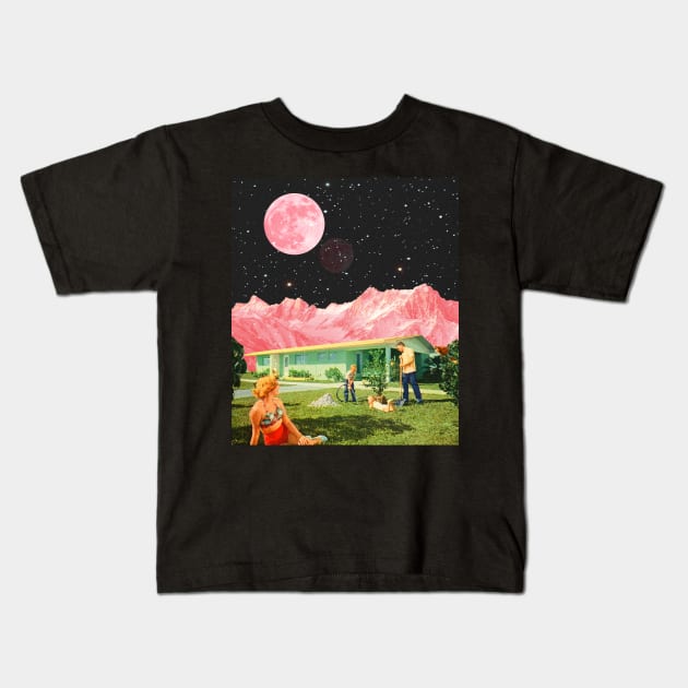 Vintage Pink day Collage Kids T-Shirt by CollageSoul